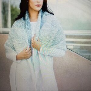 Mer Sea Cozy Teal Ombré Fringed Scarf Wrap Shawl